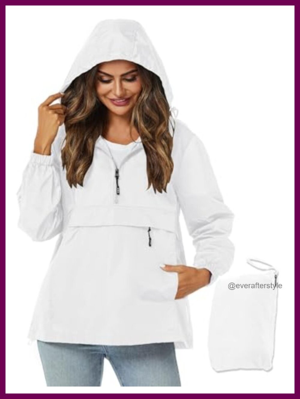 Womens Lightweight Packable Rain Jacket Hooded Waterproof Windbreaker